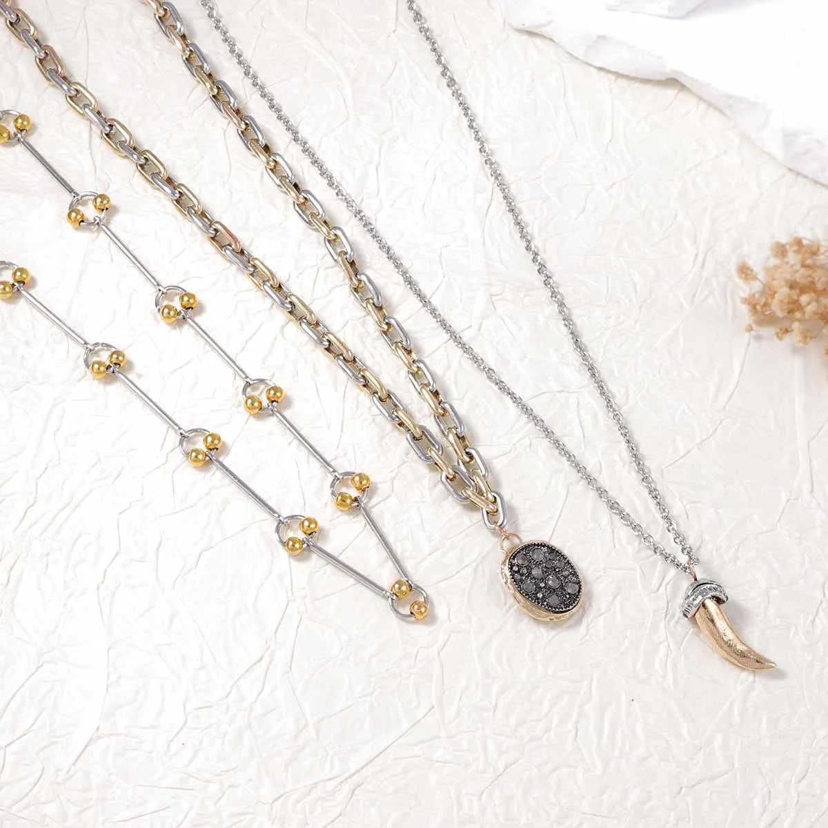 3 Piece Stainless Steel Pendant Necklace - alternate necklace view
