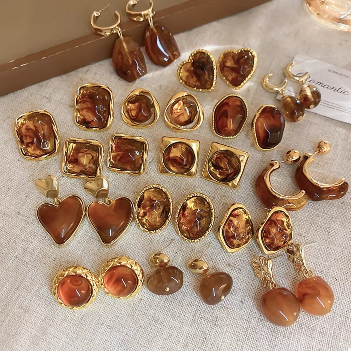 18K Gold-Plated Alloy Resin Geometric Earrings in Style A - women's earrings