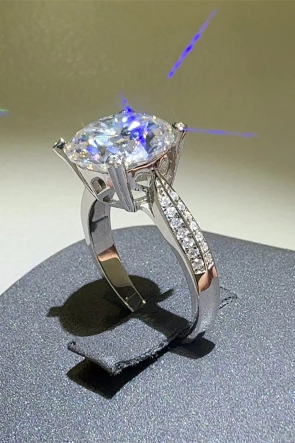 5 Carat Moissanite Sterling Silver Ring - alternate ring view