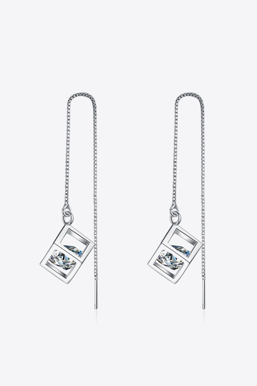 2 Carat Moissanite Sterling Silver Threader Earrings - alternate earring view