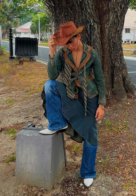 Carved Cowboy Calf Boots