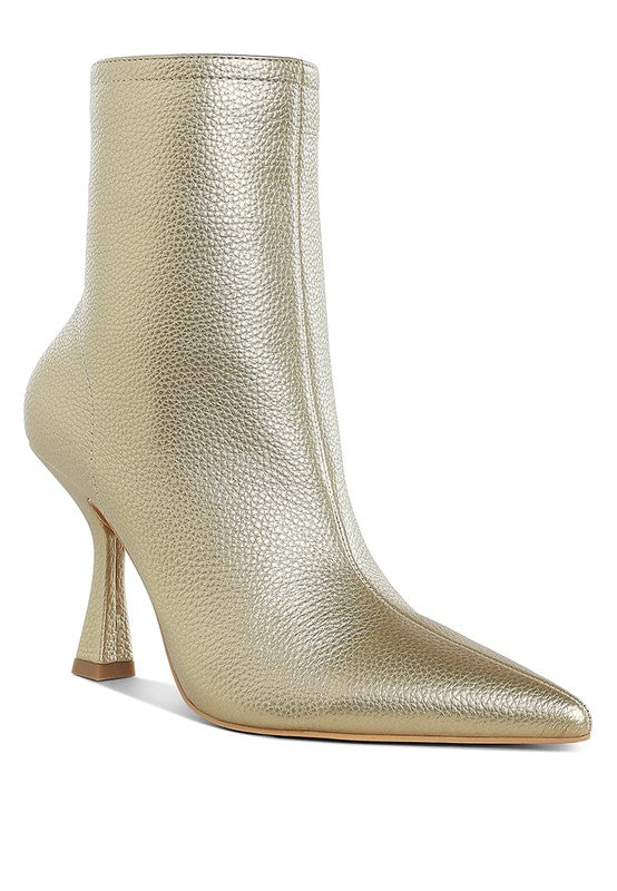 Metallic Pointed Toe Ankle Boots