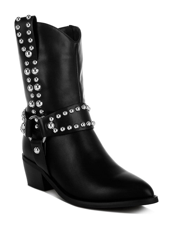 Studded Harness Detail Boots