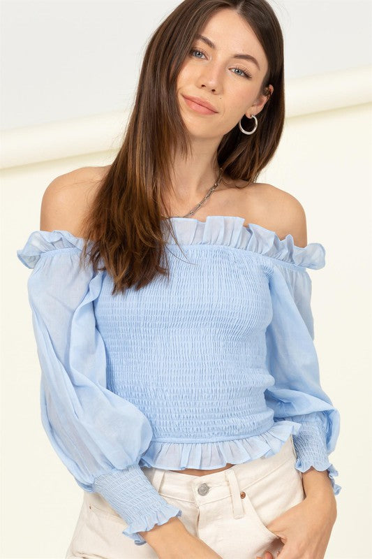 Off-Shoulder Smocked Blouse
