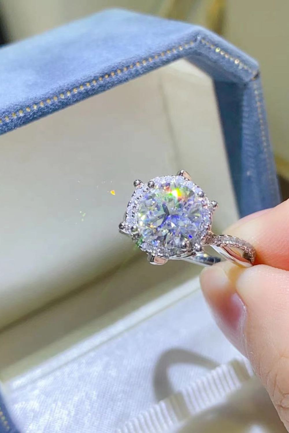 2 Carat Moissanite Sterling Silver Ring in Silver - women's ring