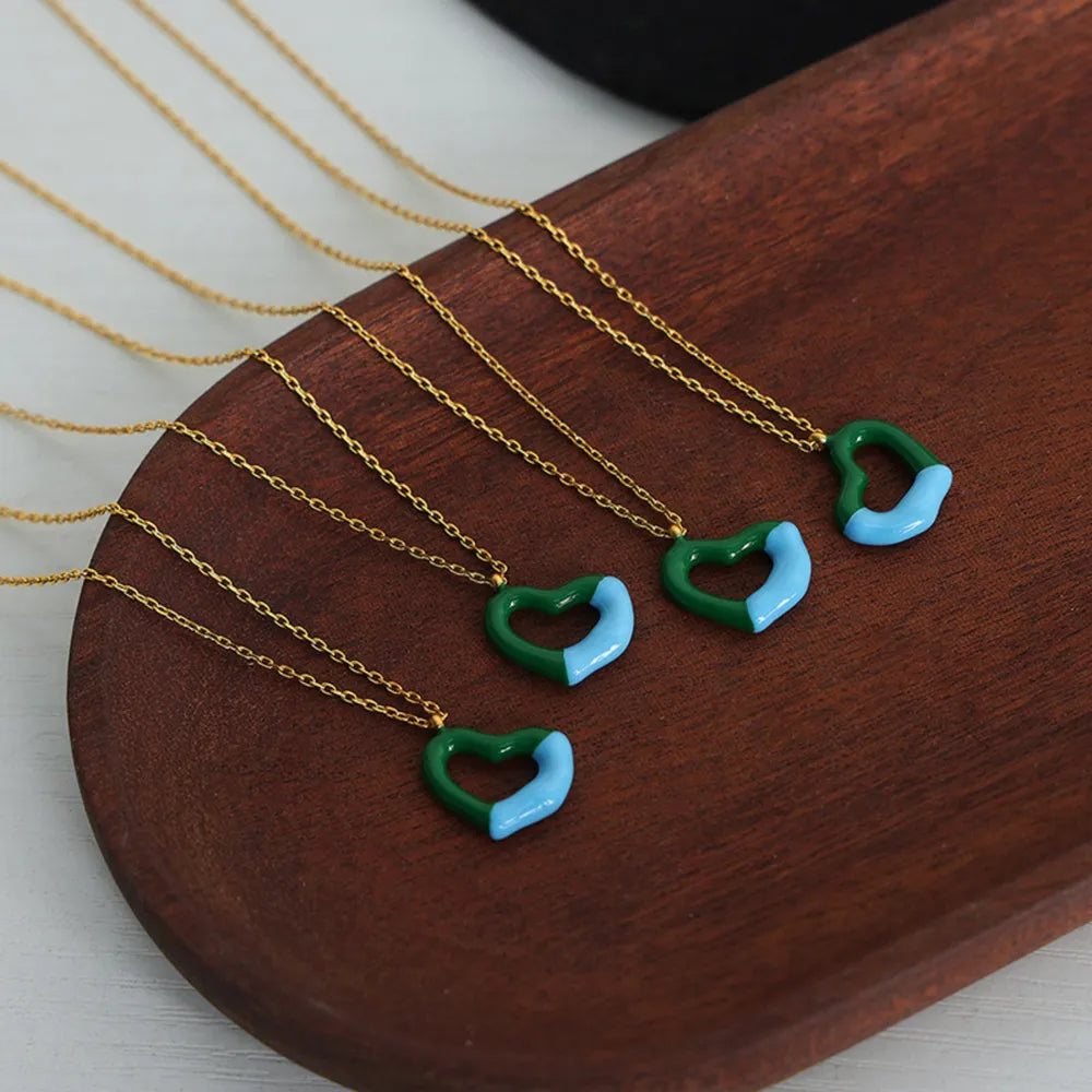 Heart Pendant Titanium Steel Necklace - alternate necklace view