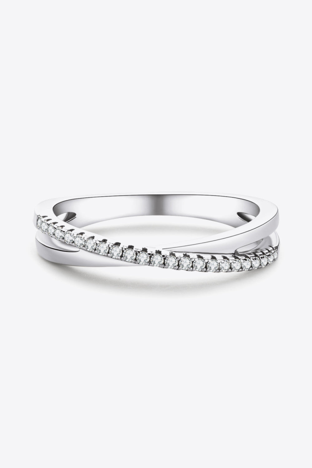 Sterling Silver Crisscross Moissanite Ring in Silver - women's ring