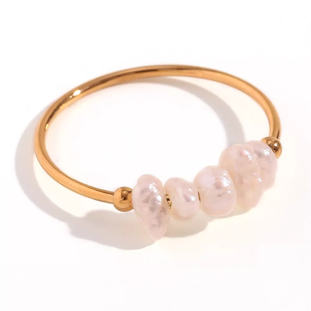18K Gold-Plated Baroque Pearl Ring - alternate ring view
