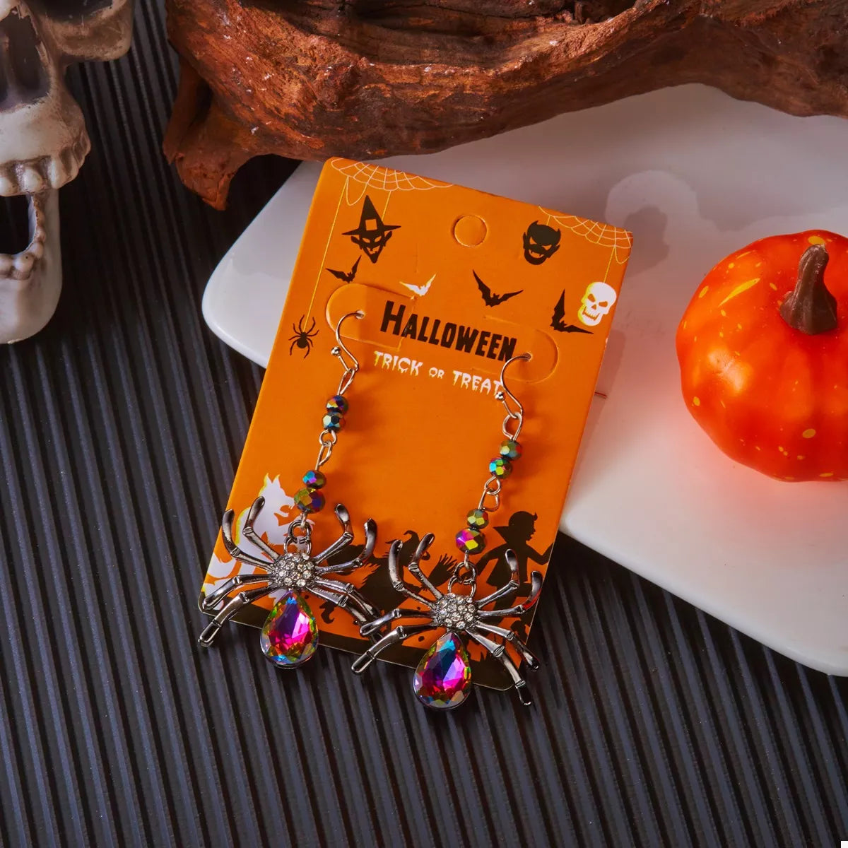 Halloween Spider Dangle Earrings - alternate earring view