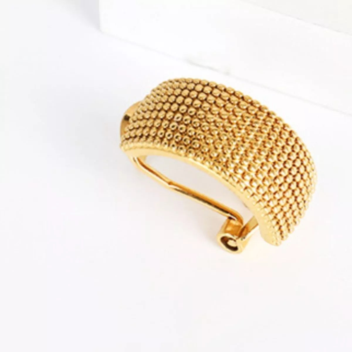 18K Gold-Plated Textured Wide Band Hoop Earrings - alternate earring view
