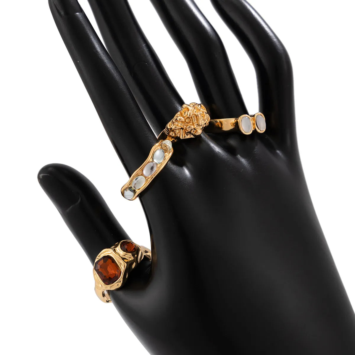 4-Piece Stainless Steel Inlaid Rhinestone Ring in Silver - women's ring