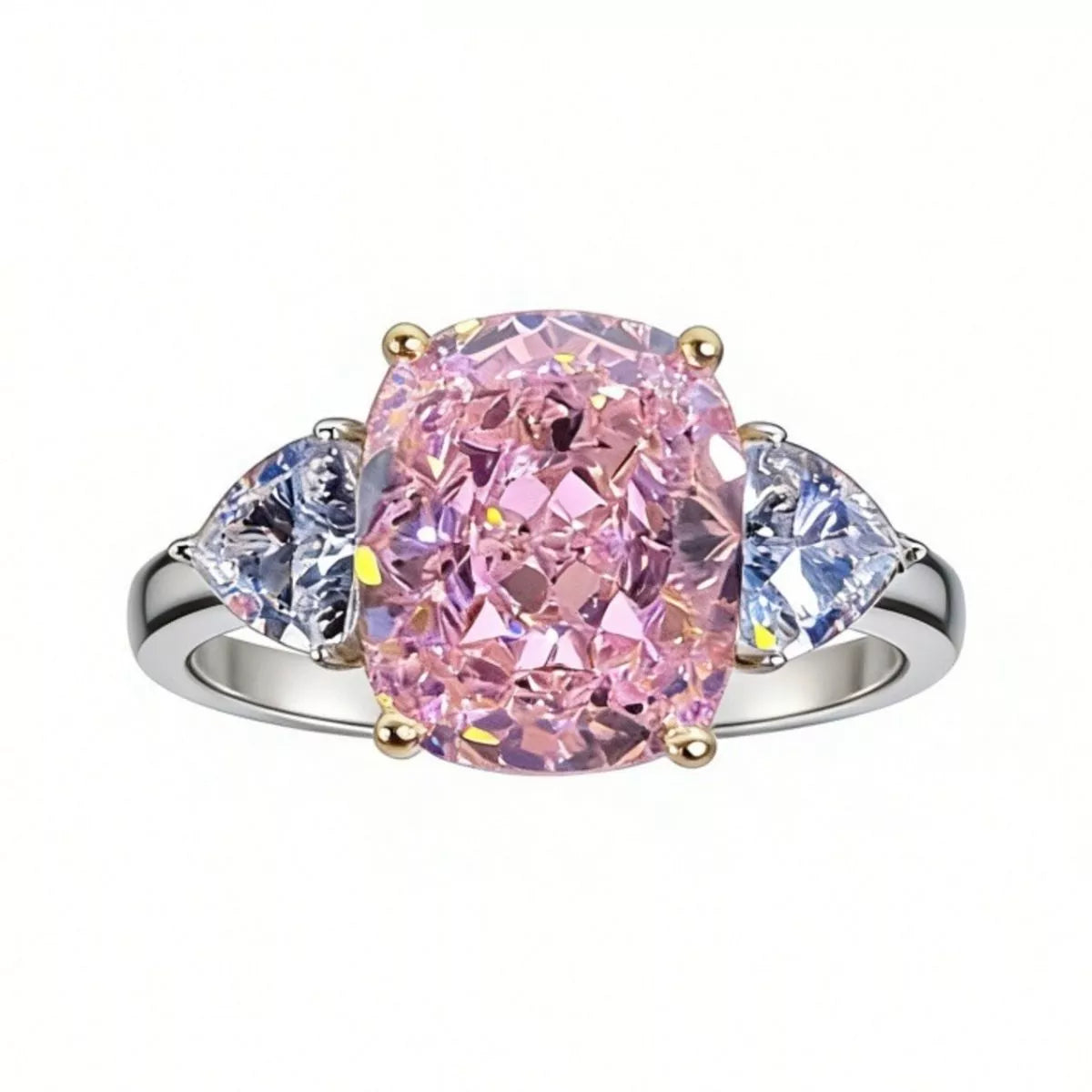 Sterling Silver Zircon Geometric Ring in Blush Pink - women's ring