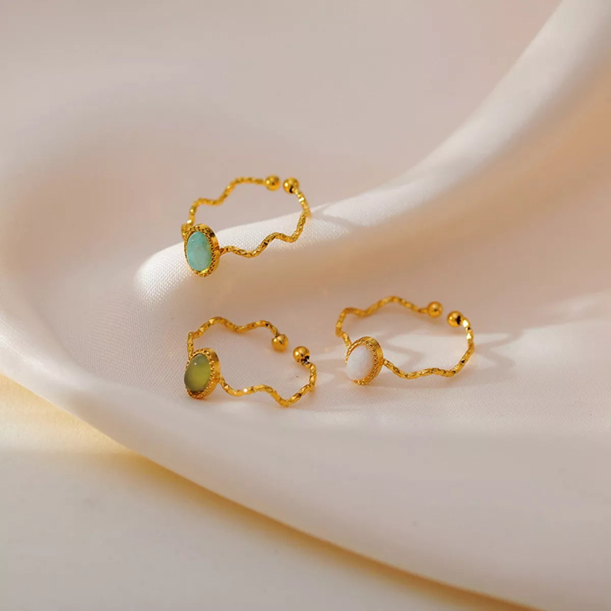18K Gold-Plated Wave Open Ring in Style A - women's open ring