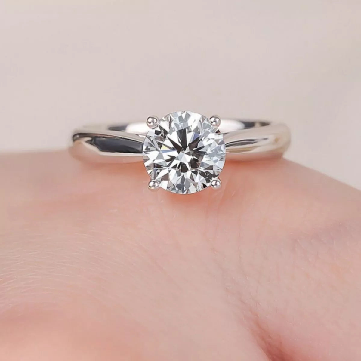 2 Carat Moissanite Sterling Silver Ring - alternate ring view
