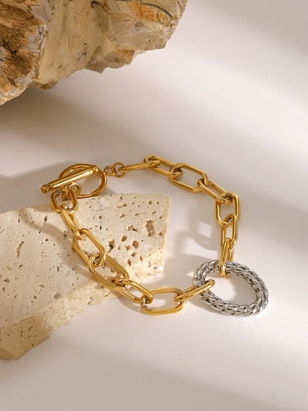 Two-Tone Stainless Steel Chain Bracelet - alternate jewelry view