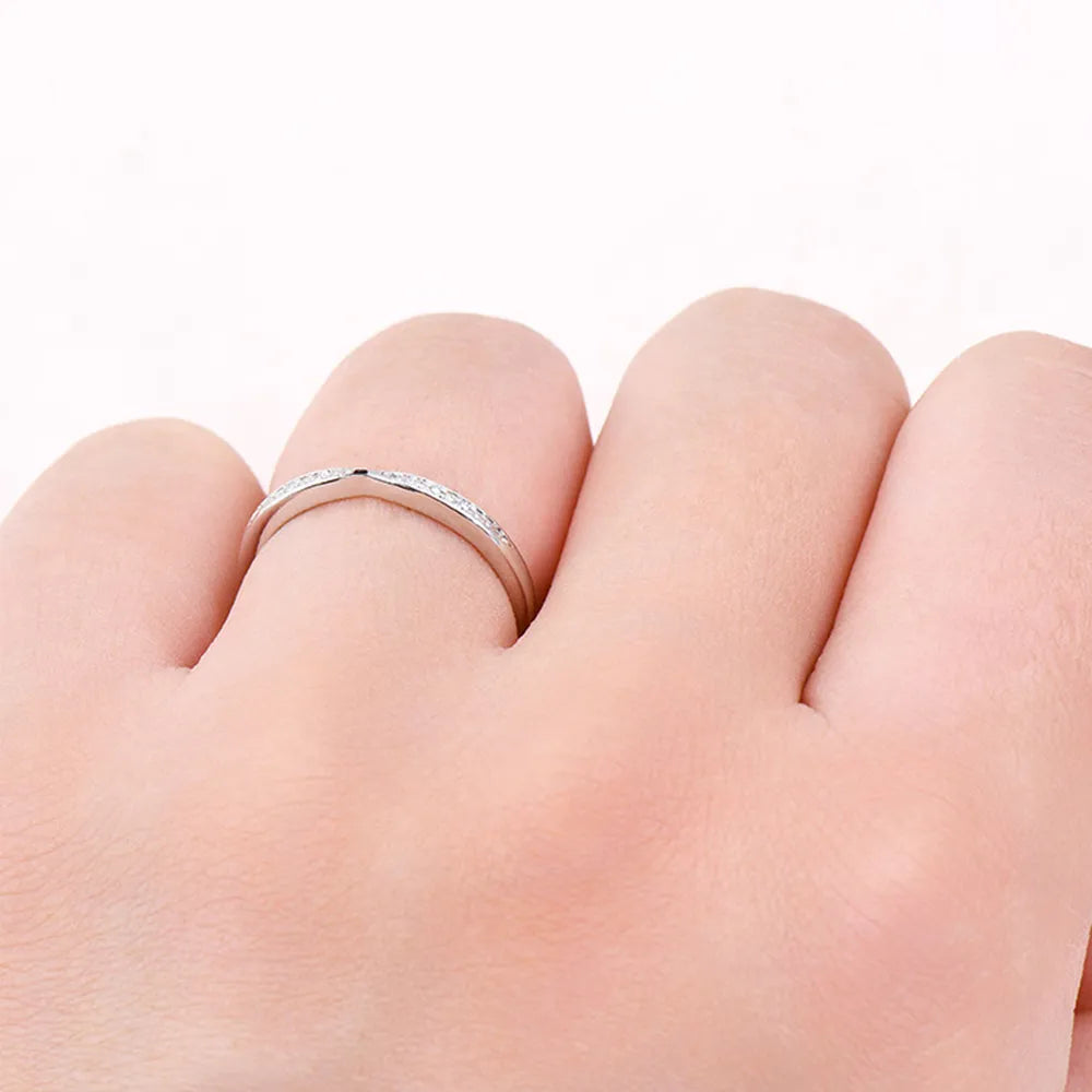 Sterling Silver Inlaid Moissanite Ring in Silver - women's ring