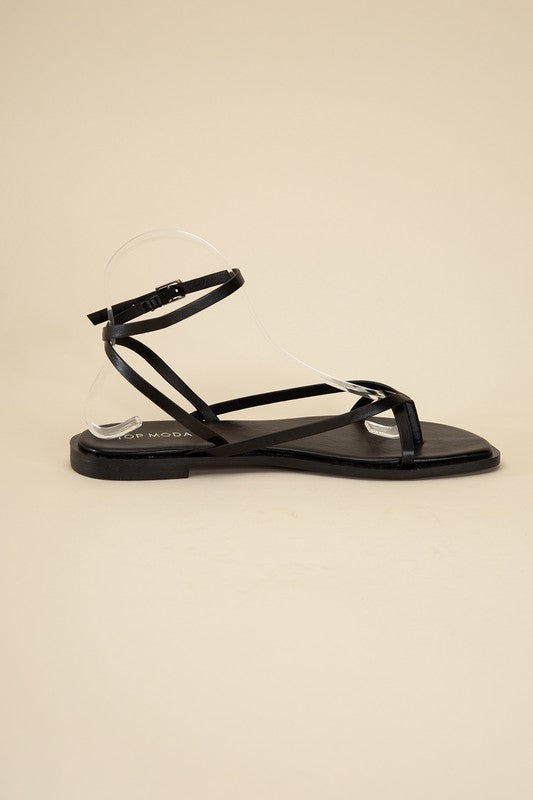 Ankle Strap Thong Flat Sandals