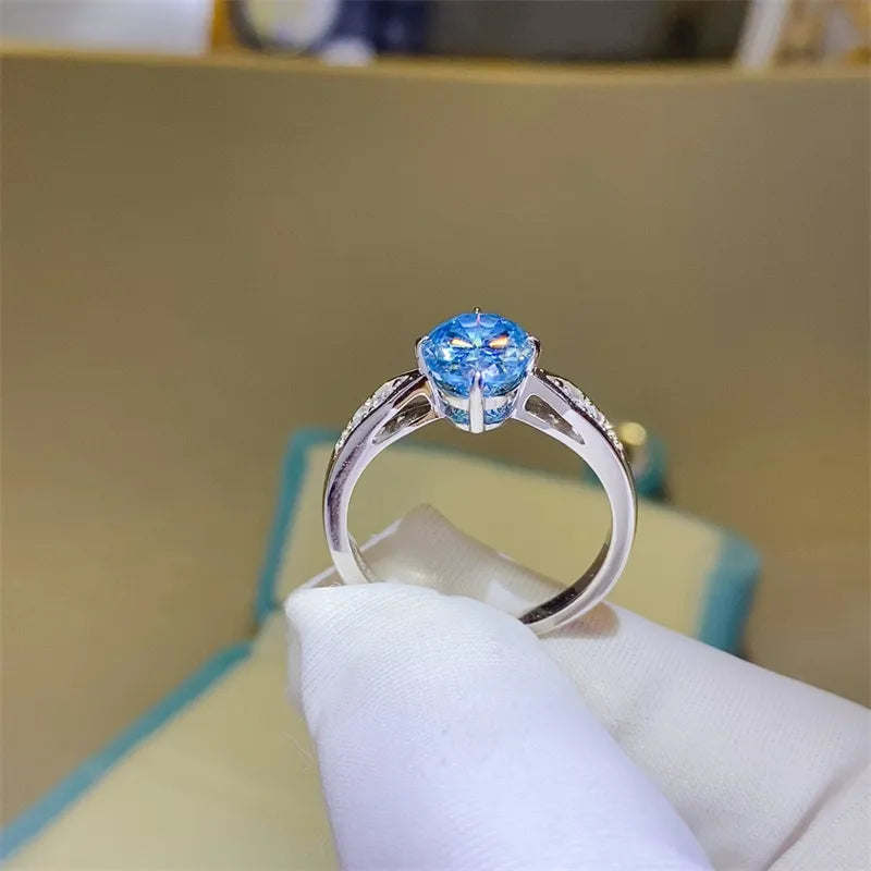 2 Carat Moissanite Sterling Silver Ring in Silver - women's ring