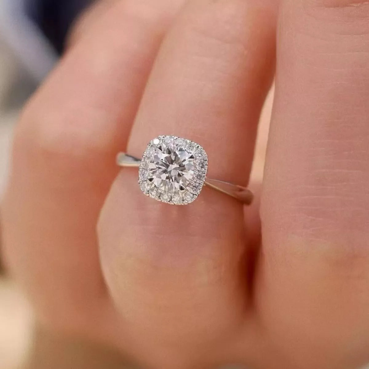 1 Carat Sterling Silver Moissanite Square Ring - alternate ring view