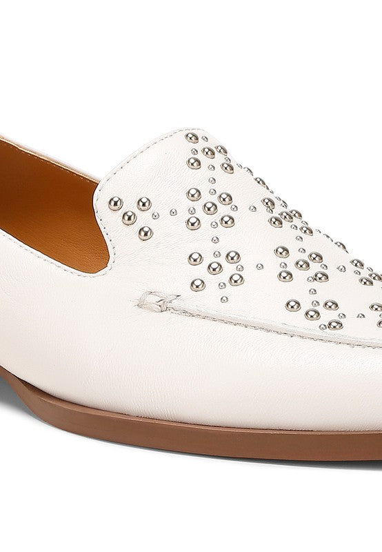 Studded Genuine Leather Loafers