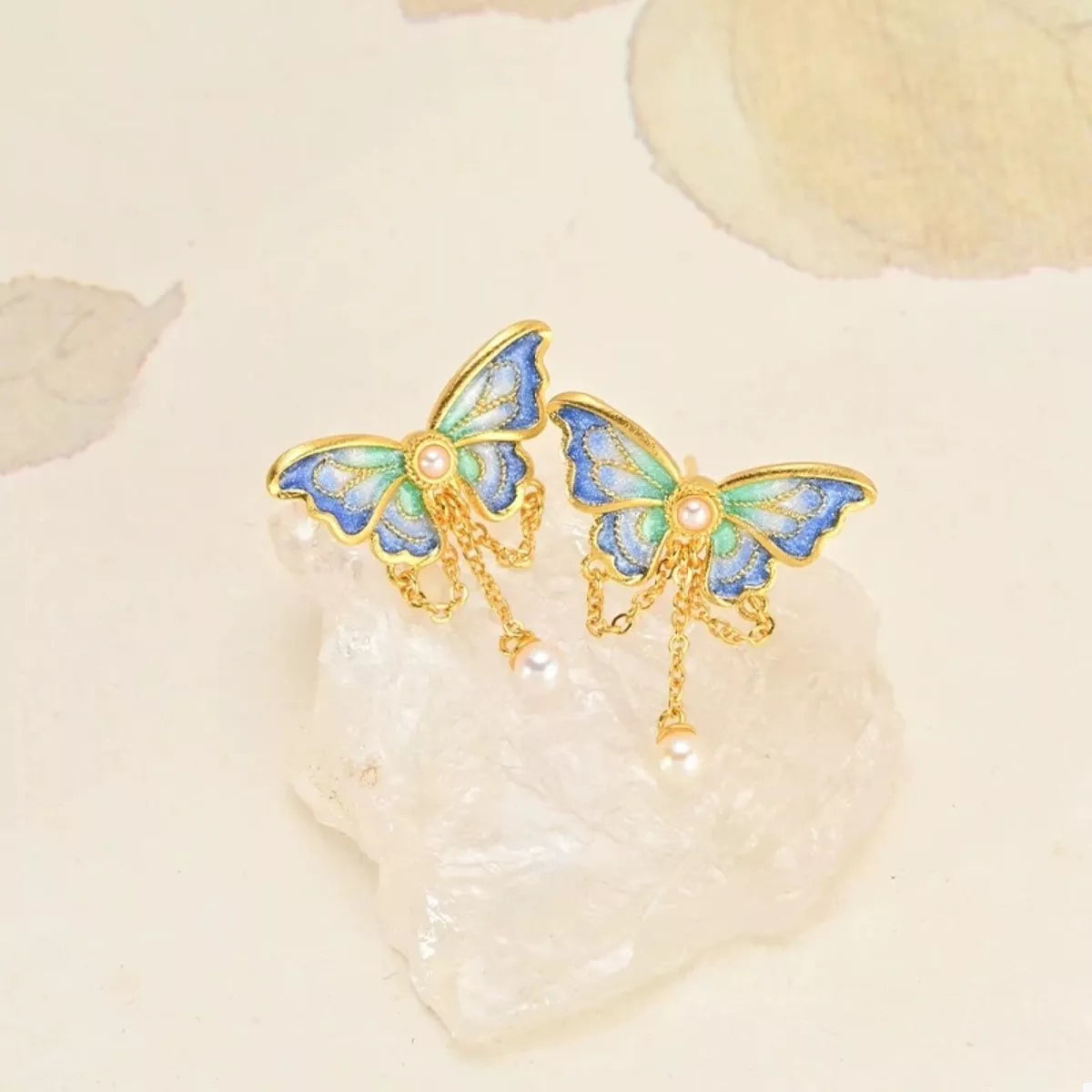 18K Gold-Plated Butterfly Earrings - alternate earring view
