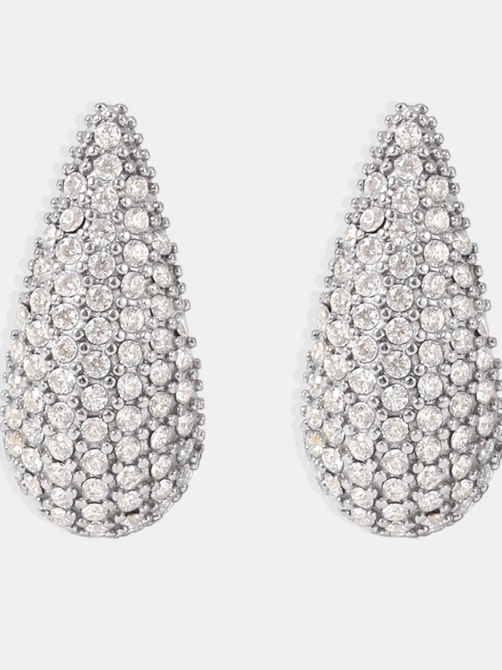 Stainless Steel Inlaid Zircon Teardrop Earrings in Gold - women's drop earrings