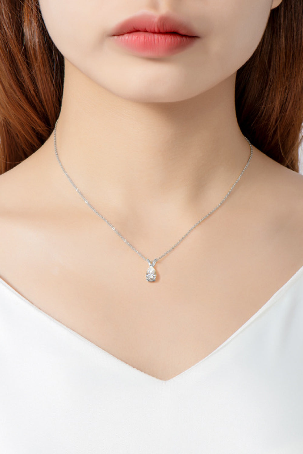 1.5 Carat Moissanite Pendant Sterling Silver Necklace - alternate necklace view