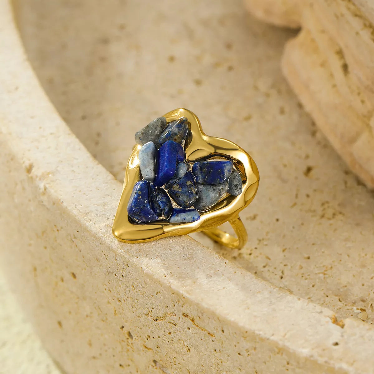 18K Gold-Plated Heart-Shaped Ring - alternate ring view
