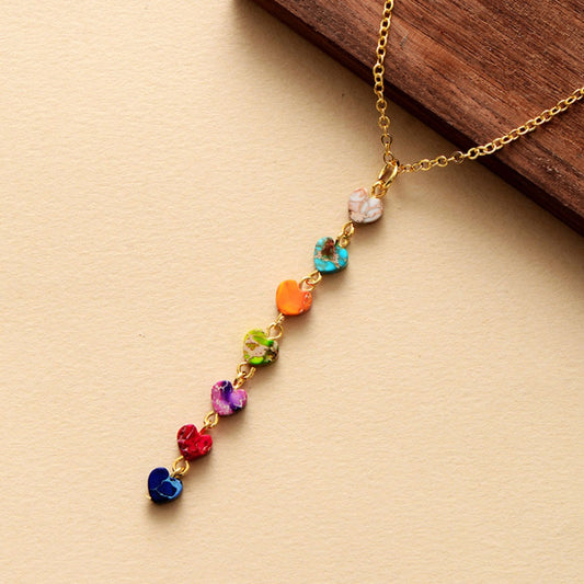 Heart Shape Natural Stone Necklace in Orange-Red - women's necklace