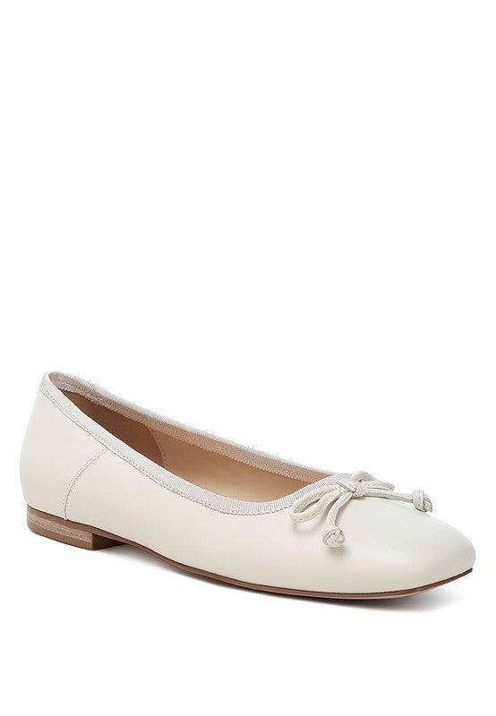 Square-Toe Bow Ballerinas