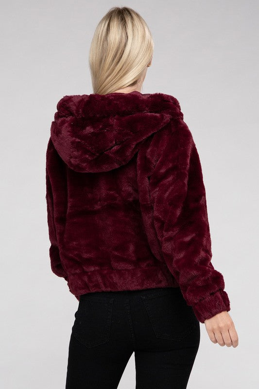 Fluffy Hooded Sherpa Jacket