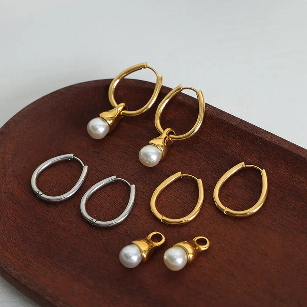Titanium Steel Huggie Earrings - alternate earring view