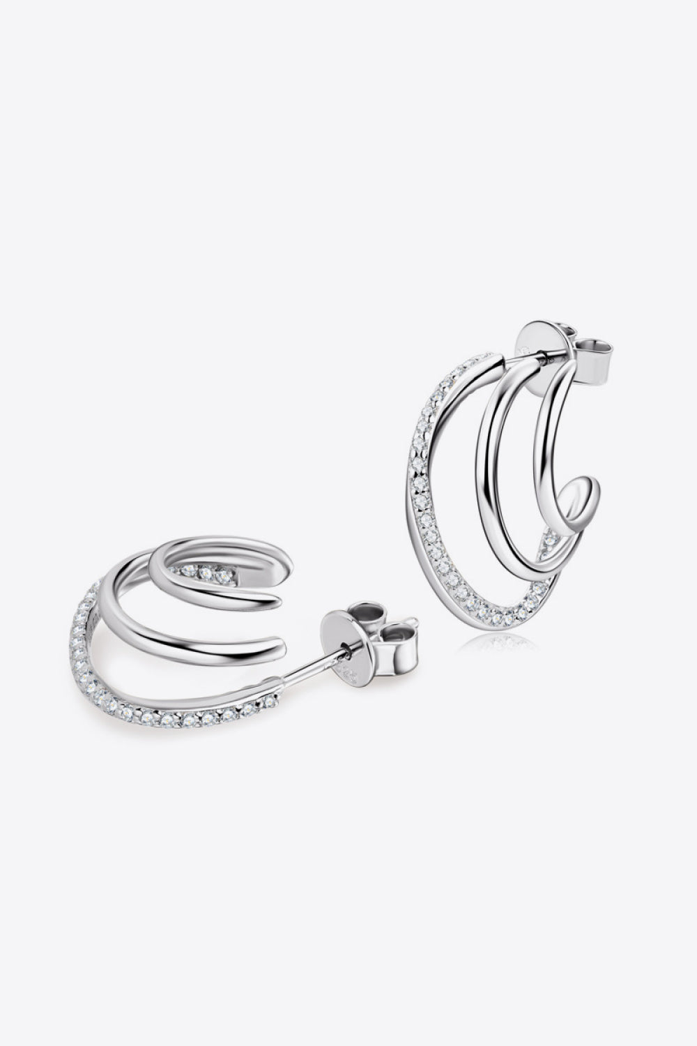 Moissanite Sterling Silver Earrings - alternate earring view