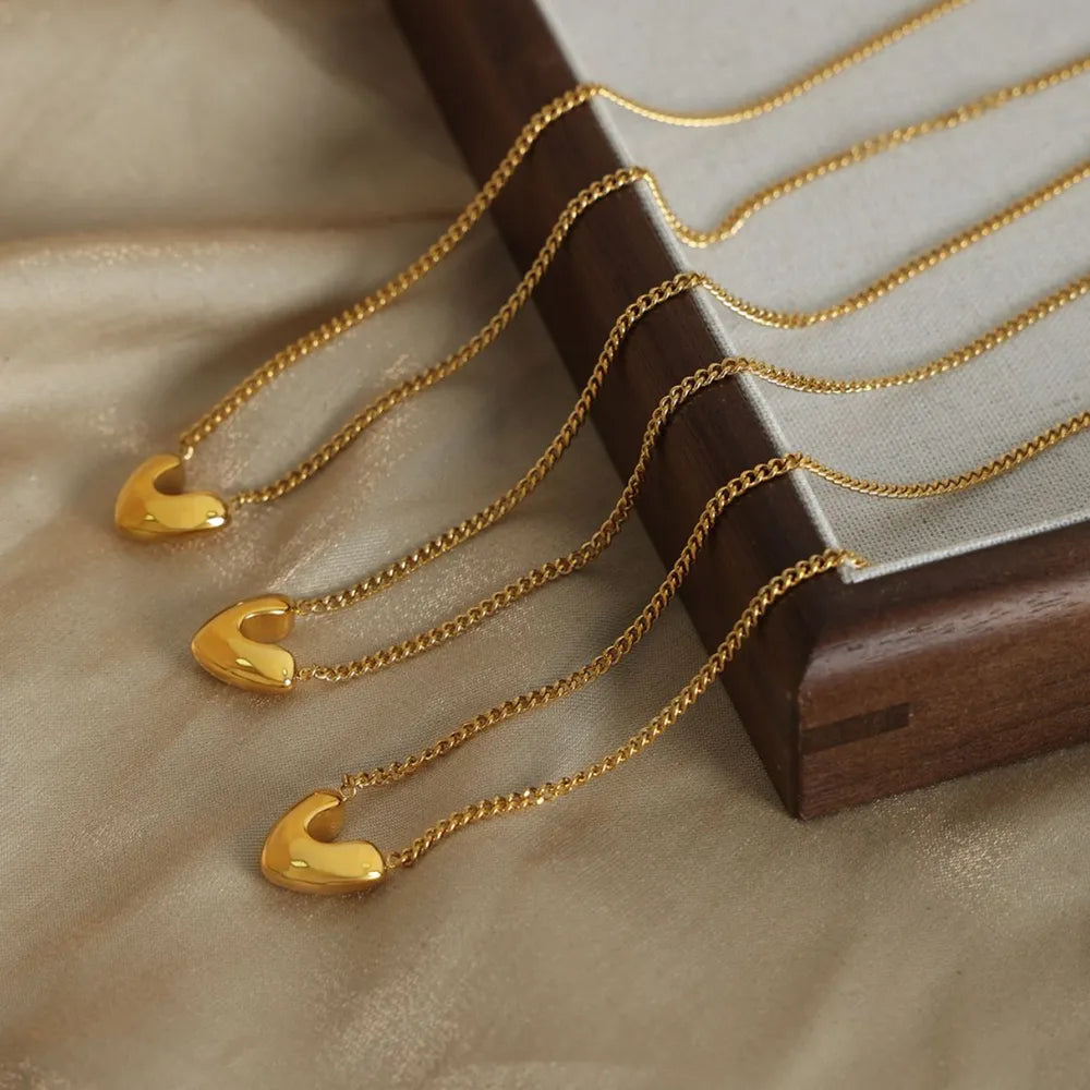 Gold-Plated Heart Pendant Necklace - alternate necklace view