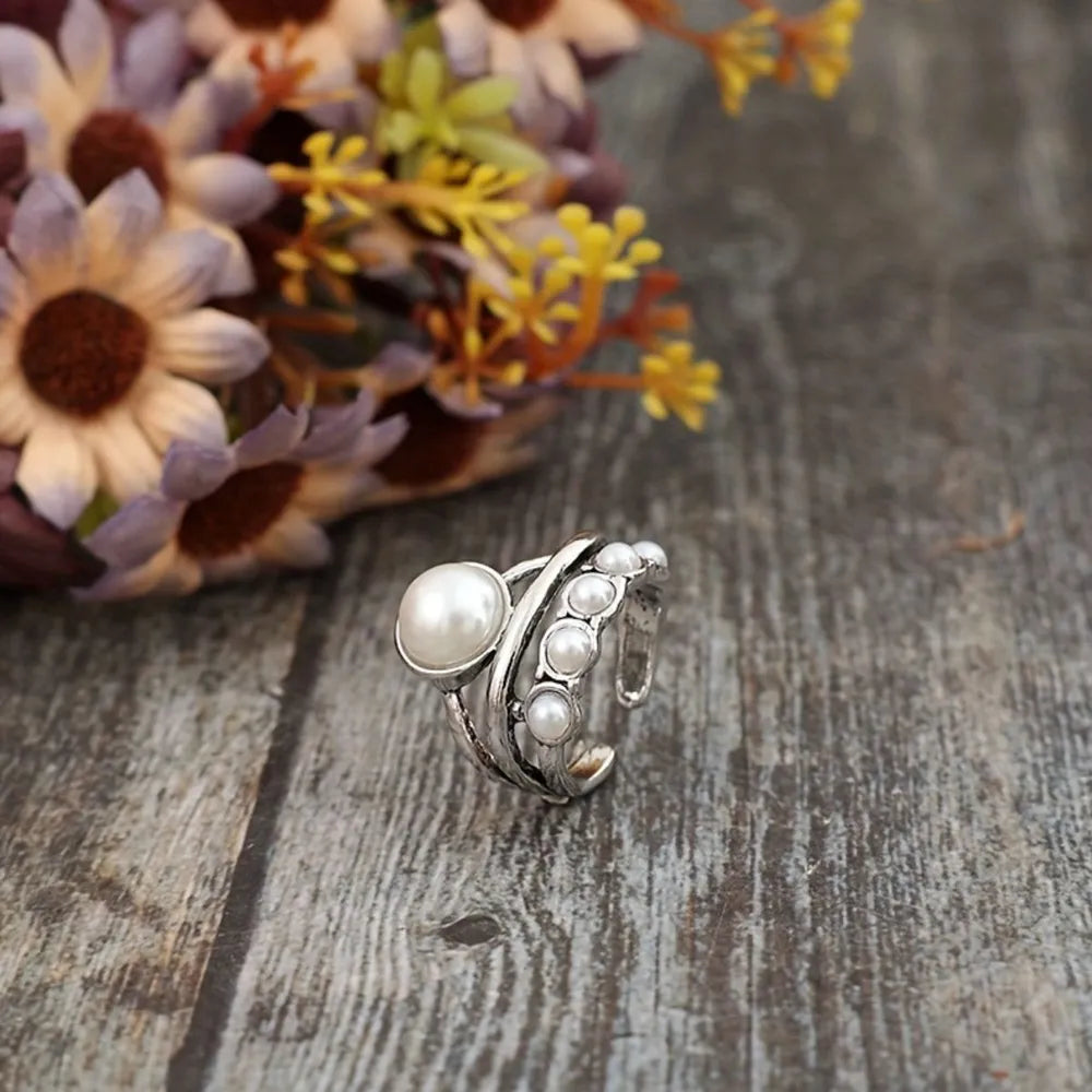 Alloy Three-Layered Open Ring in Gold - women's open ring
