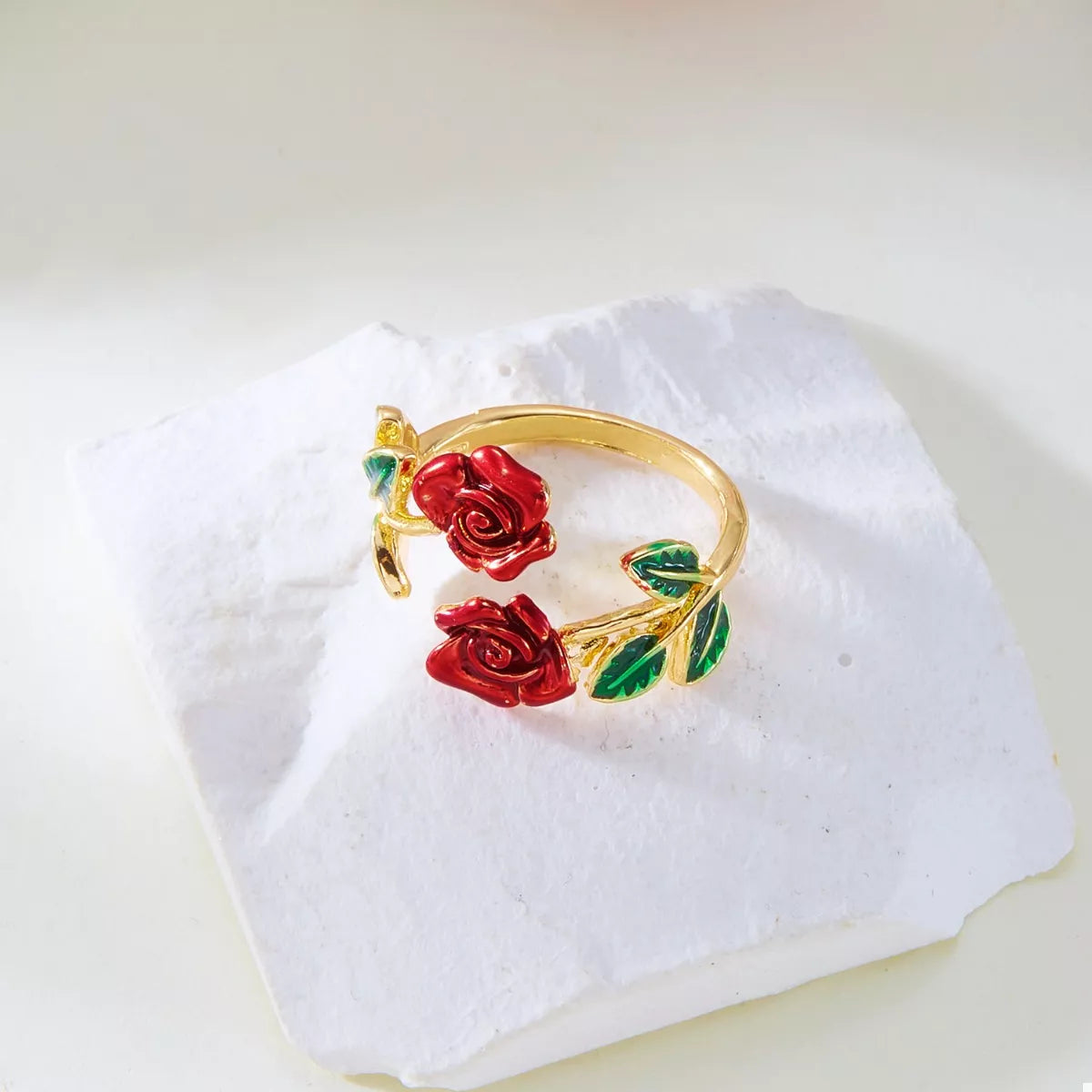 Rose Bypass Ring and Bracelet Set - alternate jewelry view