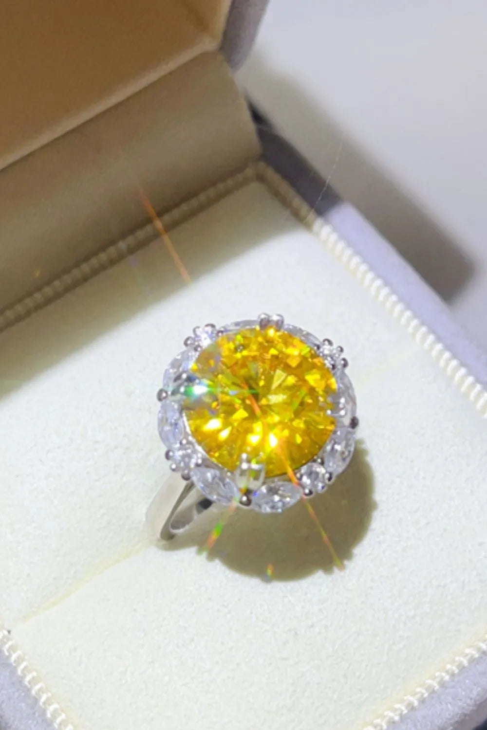 5 Carat Moissanite Sterling Silver Ring in Yellow - women's ring