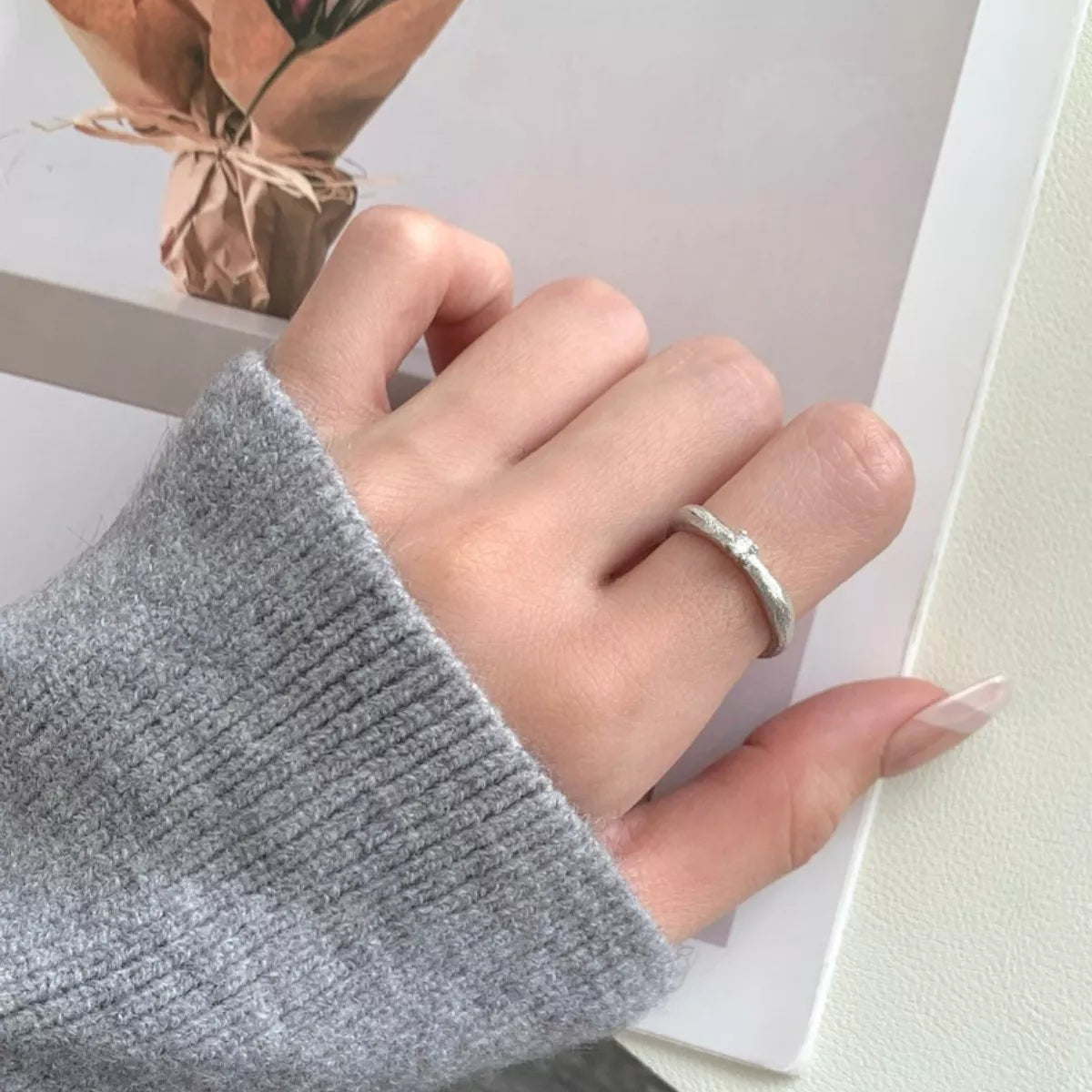 Sterling Silver Zircon Ring - alternate ring view