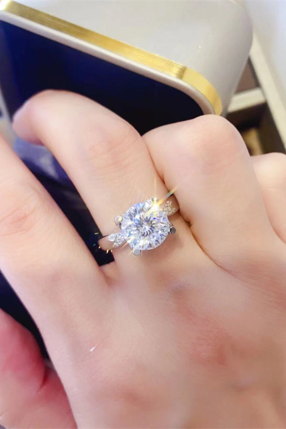 2 Carat Moissanite Sterling Silver Ring in White - women's ring