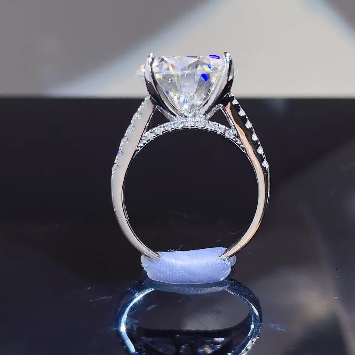 10 Carat Sterling Silver Moissanite Ring in Silver - women's ring