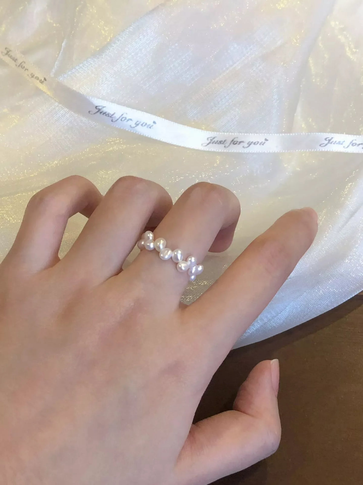 Freshwater Pearl Bead Ring - alternate ring view
