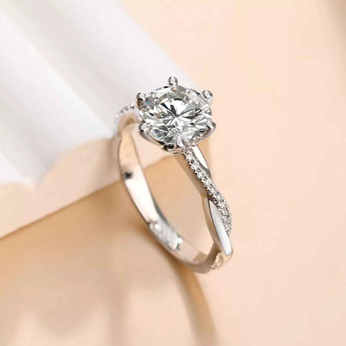1 Carat Sterling Silver Moissanite Ring - alternate ring view