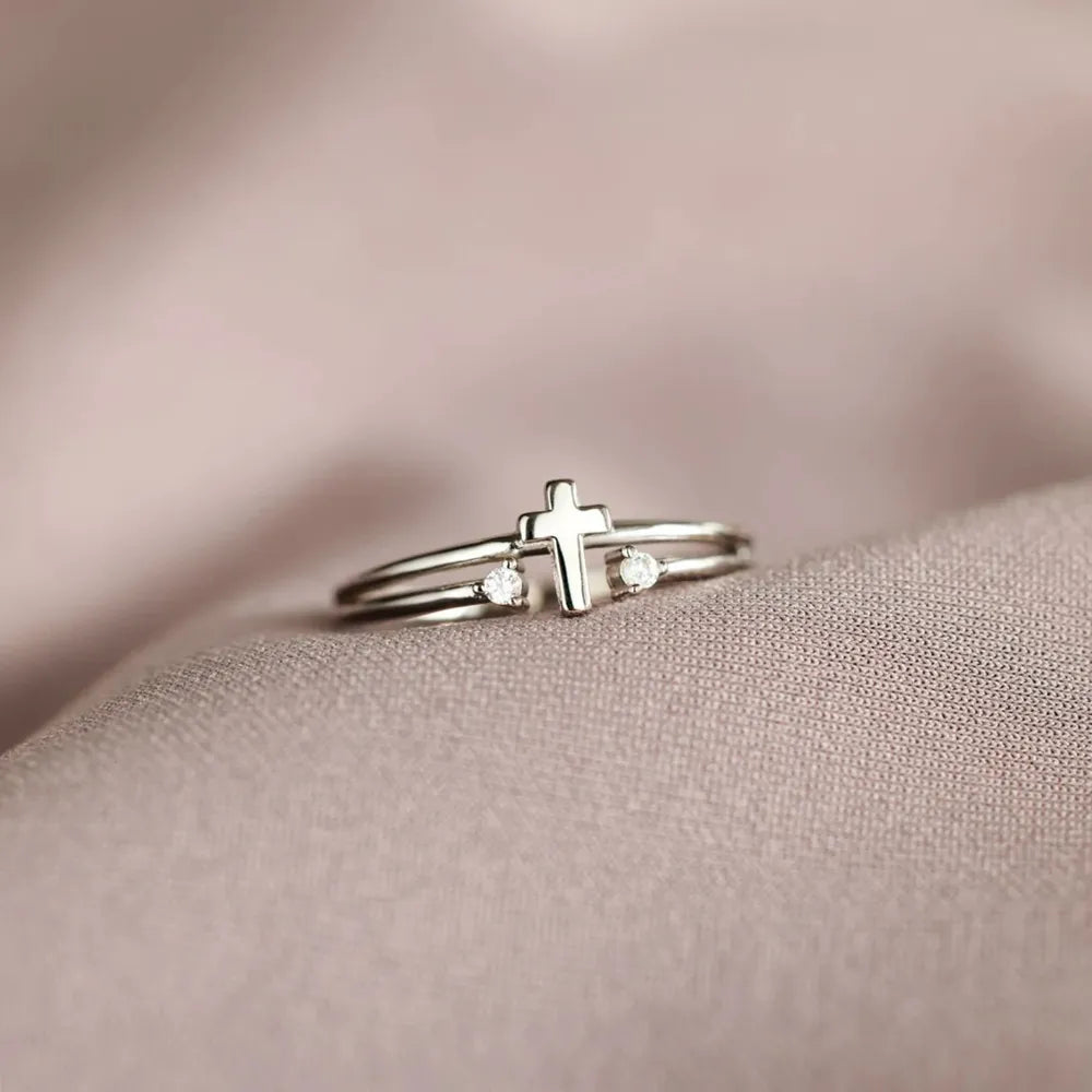 Sterling Silver Cross Ring - alternate ring view