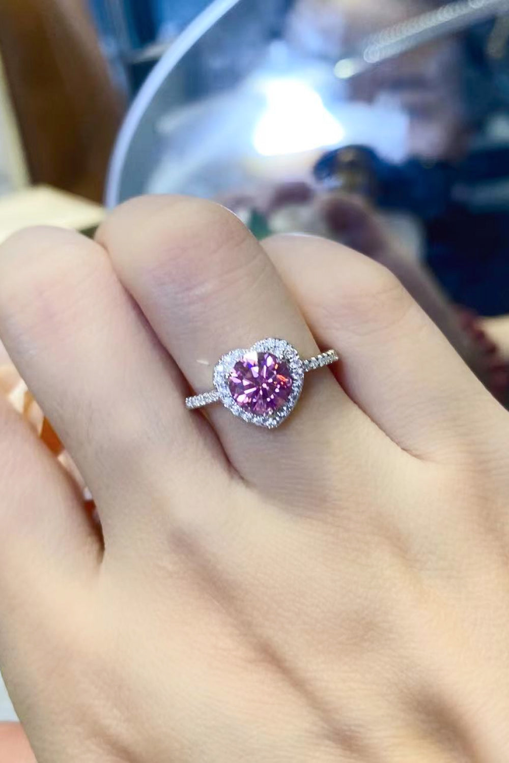 Lifelong Journey 1 Carat Moissanite Heart Ring in Pink Heart - women's ring