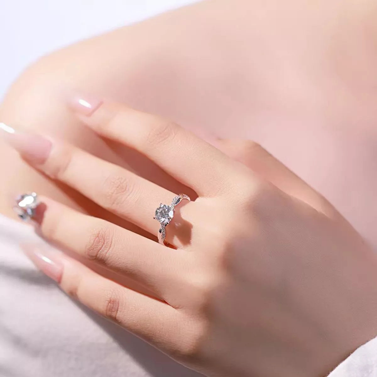 1 Carat Moissanite Sterling Silver Ring in Silver - women's ring