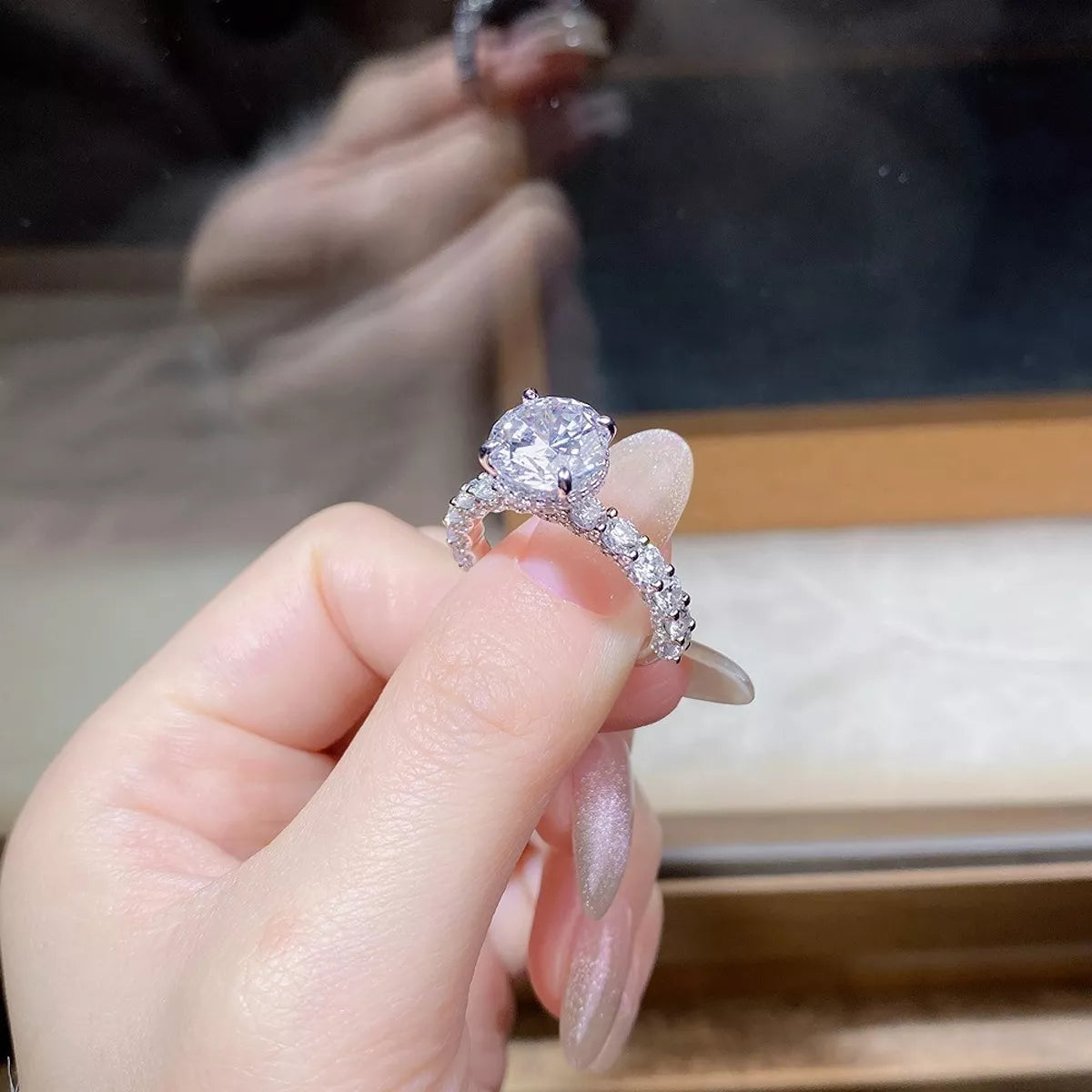 3 Carat Sterling Silver Moissanite Ring in Silver - women's ring