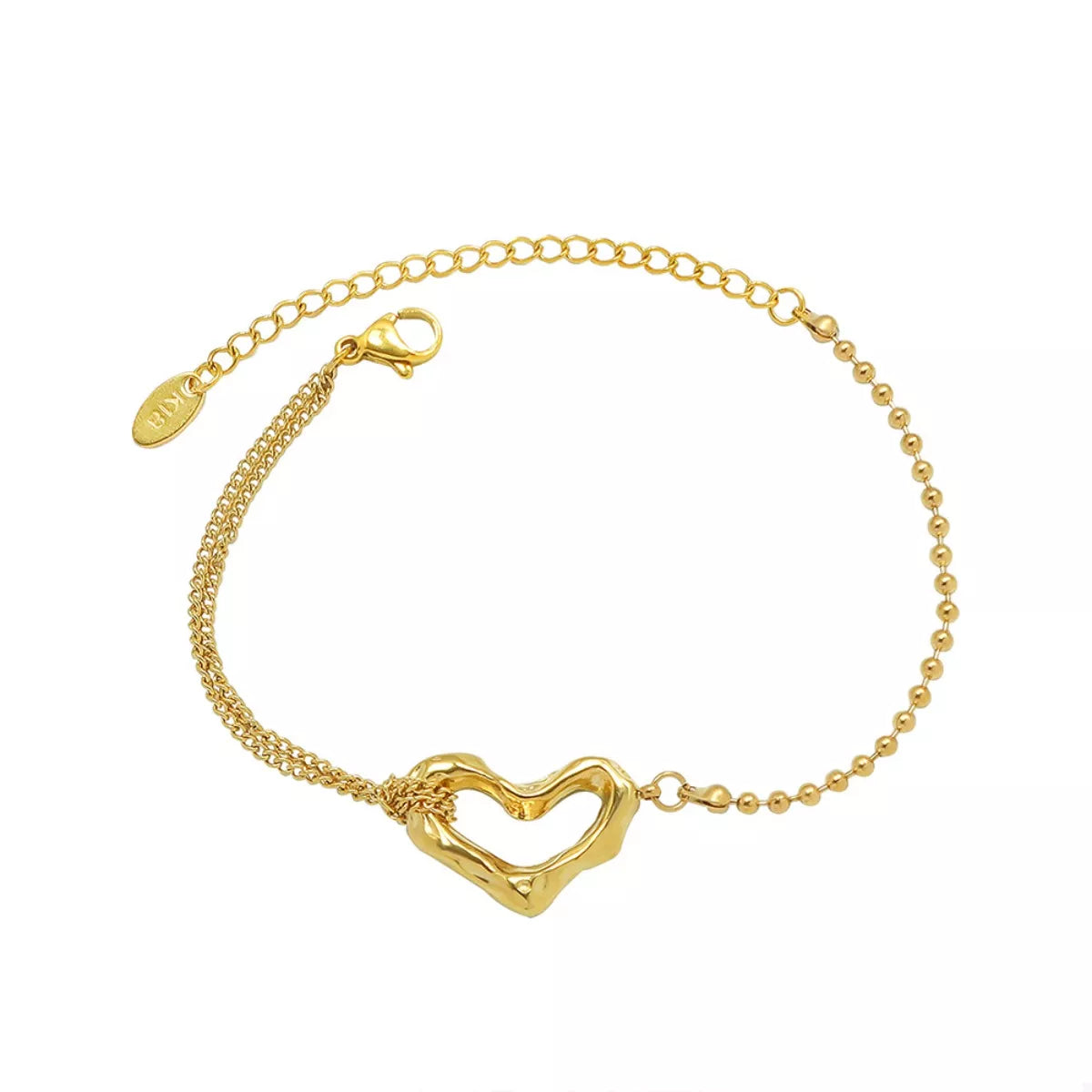 18K Gold-Plated Titanium Steel Heart Bracelet - alternate jewelry view