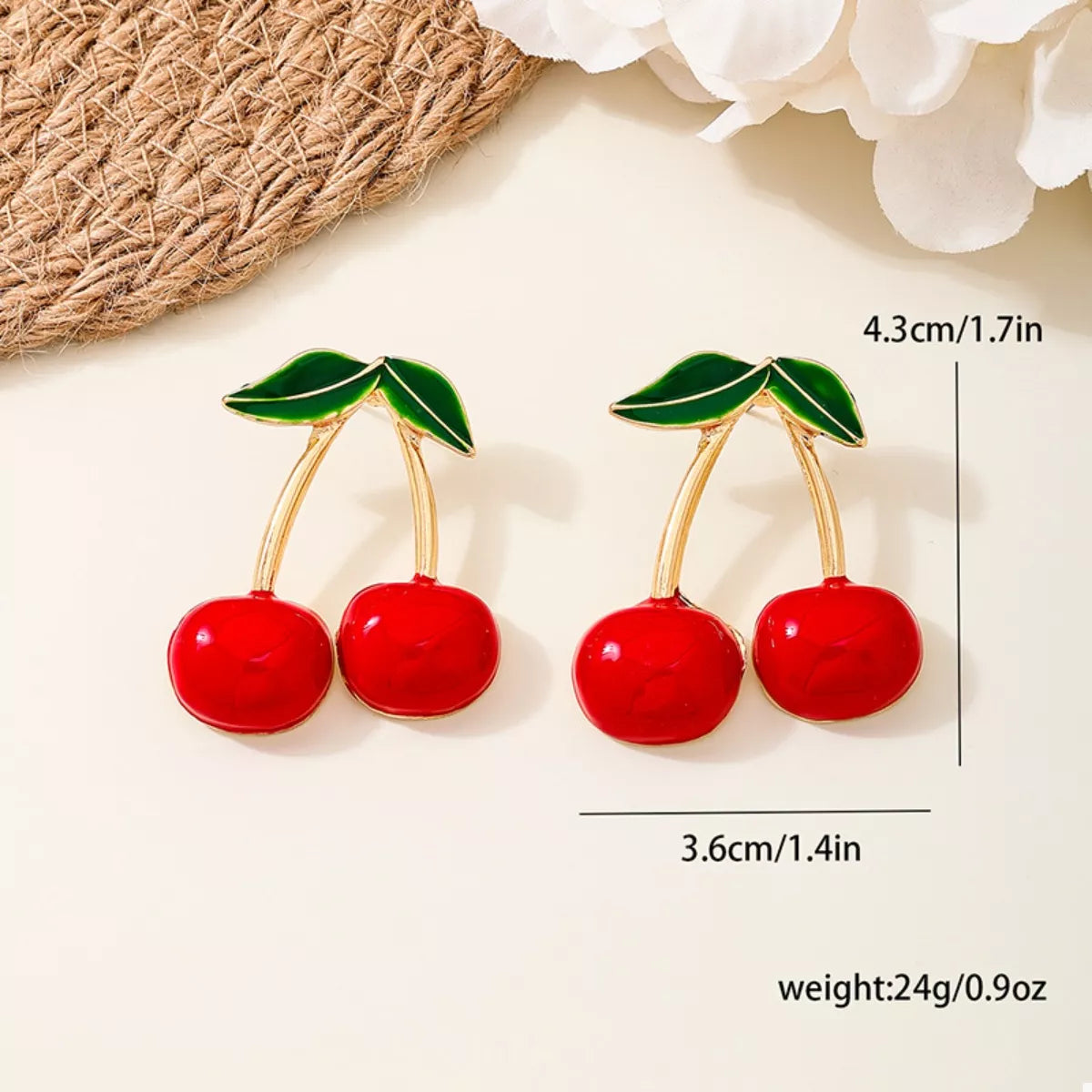 18K Gold-Plated Cherry Earrings - alternate earring view