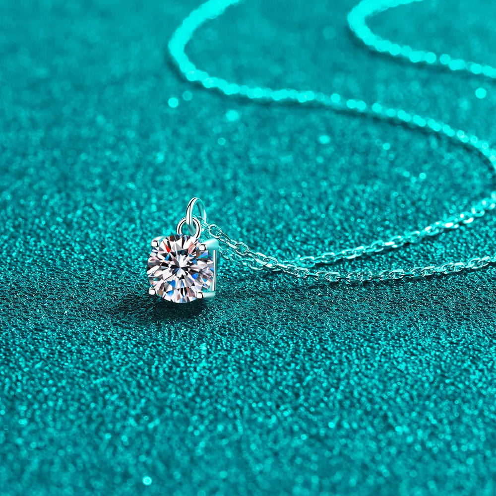 1 Carat Moissanite Sterling Silver Necklace - alternate necklace view