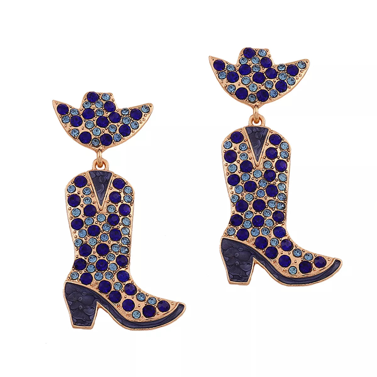 Rhinestone Cowboy Boot Dangle Earrings - alternate earring view